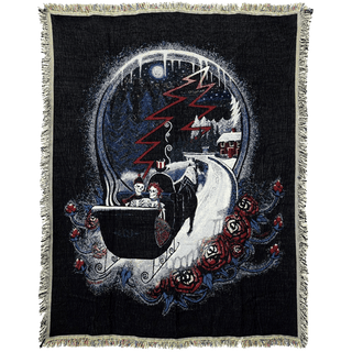 Grateful Dead Winter Sleigh Stealie Woven Cotton Blanket | Little Hippie