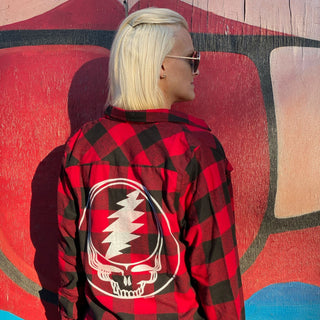 Steal Your Face Red/Black Women's Flannel | Little Hippie