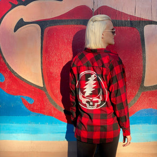 Steal Your Face Red/Black Women's Flannel | Little Hippie