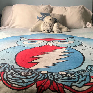 Grateful Dead Owl Coral Fleece Blanket | Little Hippie