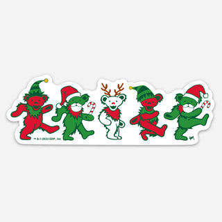 Grateful Dead Jingle Bears Sticker Red & Green