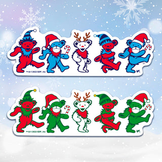 Grateful Dead Jingle Bears Sticker Red & Green