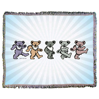 Grateful Dead Pastel Bears Sunburst Woven Cotton Blanket