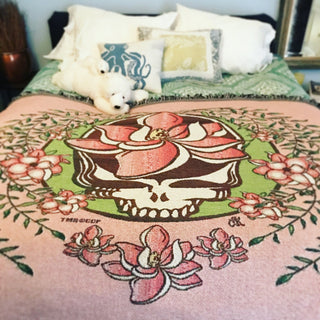 Grateful Dead Pink Sugar Magnolia Stealie Woven Cotton Blanket | Little Hippie