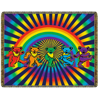 Grateful Dead Rainbow Bears Woven Cotton Blanket | Little Hippie