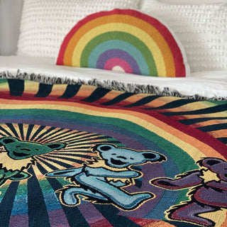 Grateful Dead Rainbow Bears Woven Cotton Blanket