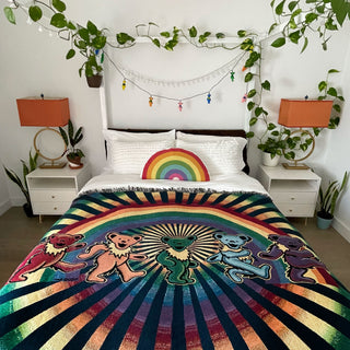 Grateful Dead Rainbow Bears Woven Cotton Blanket