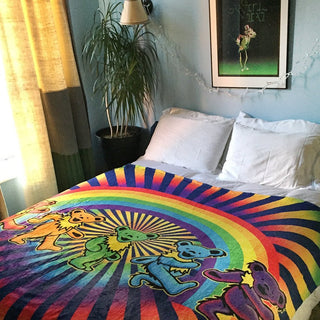Grateful Dead Rainbow Bears Coral Fleece Blanket | Little Hippie