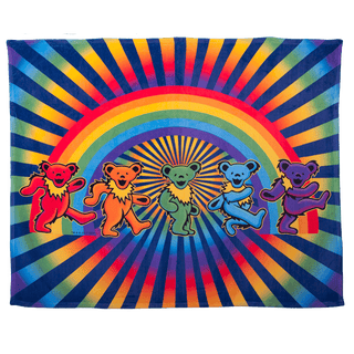 Grateful Dead Rainbow Bears Coral Fleece Blanket | Little Hippie