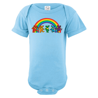 Grateful Dead Rainbow Bears Baby Short Sleeve One Piece | Little Hippie