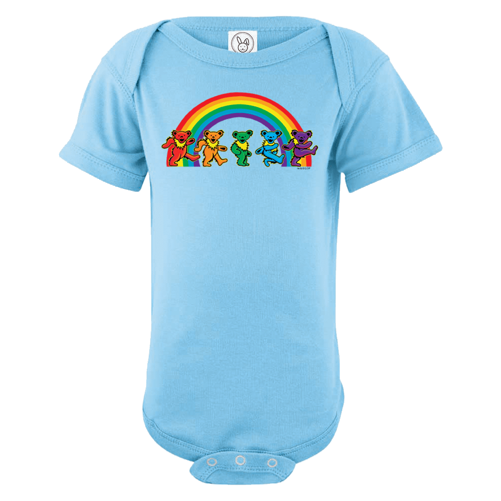 Grateful Dead Rainbow Bears Baby Short Sleeve One Piece – Little Hippie