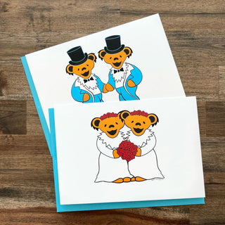 Grateful Dead Wedding Bears Two Grooms Greeting Card