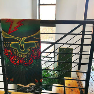 Grateful Dead Scarlet Fire Stealie Coral Fleece Blanket | Little Hippie