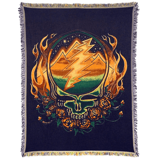 Grateful Dead Scarlet Fire Stealie Woven Cotton Blanket | Little Hippie