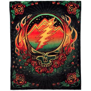 Grateful Dead Scarlet Fire Stealie Coral Fleece Blanket | Little Hippie