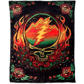 Grateful Dead Scarlet Fire Stealie Coral Fleece Blanket | Little Hippie