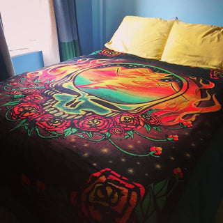 Grateful Dead Scarlet Fire Stealie Coral Fleece Blanket | Little Hippie