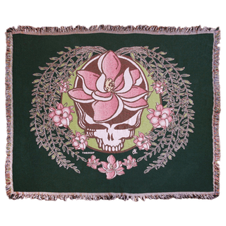 Grateful Dead Green Sugar Magnolia Stealie Woven Cotton Blanket | Little Hippie