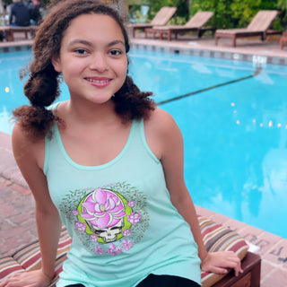 Grateful Dead Sugar Magnolia Stealie Women's Flowy Racerback Tank | Little Hippie