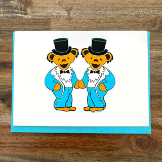 Grateful Dead Wedding Bears Two Grooms Greeting Card