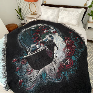 Grateful Dead Winter Sleigh Steal Your Face Woven Cotton Blanket