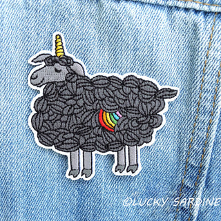 Black Sheep Unicorn Rainbow Embroidered Patch