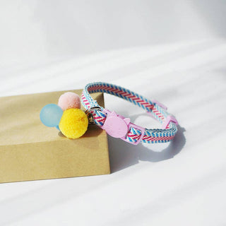 Cat Collar with Bell Blue & Pink