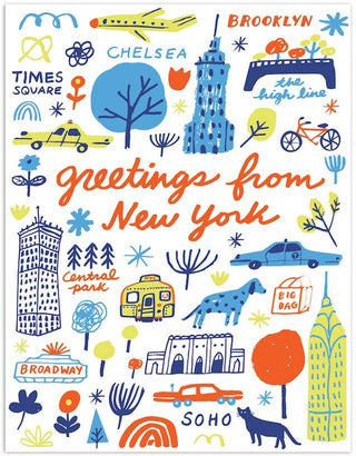 Greetings From New York Landmarks Blank Card