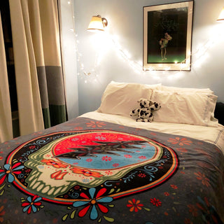 Grateful Dead Calaveras Stealie Coral Fleece Blanket | Little Hippie