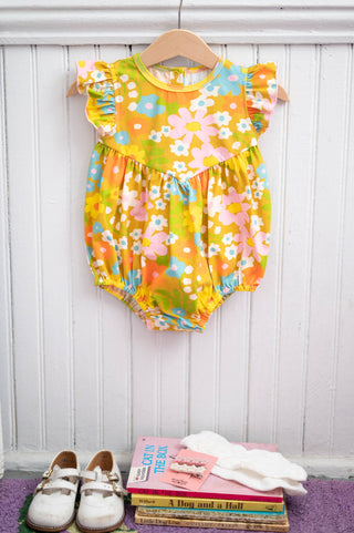 Baby Flutter Romper in Sixties Wild Blooms One Piece