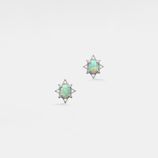Opal Star Stud Sterling Silver Earrings