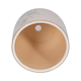 Beige Ceramic Blue Flower Planter