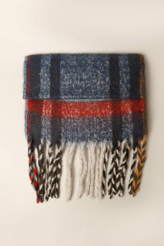 Women's Multi Stripe Cozy Scarf w Fringe