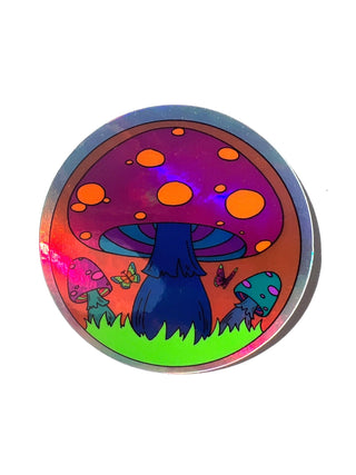 Groovy Mushroom Hologram Sticker