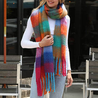 Plaid Oblong Scarf Shawl