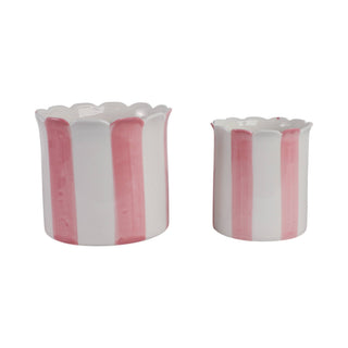 Pink Ceramic Striped Scallop Planter