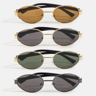 Oval Metallic Frame Sunglasses