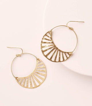 Rajani Gold Crescent Disc Hoop Earrings