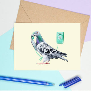 Pigeon On The Phone Greeting Card