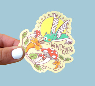 Hummingbird Flower & Mushroom Sticker