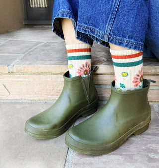 Wild Flowers Floral Crew Socks