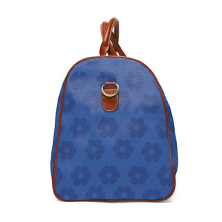 Blue Flowers Waterproof Travel Bag
