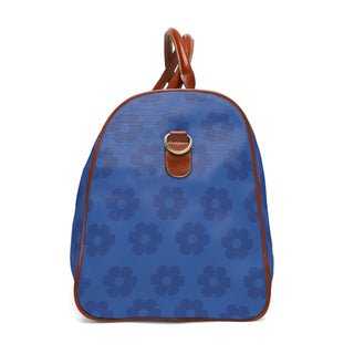 Blue Flowers Waterproof Travel Bag