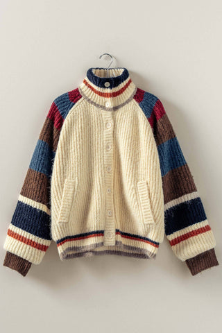 Chunky Rib-Knit Faux Fur Lined Cardigan