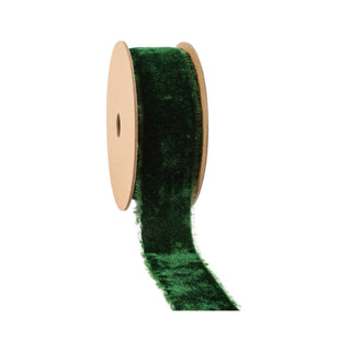 Spruce Frayed Edge Velvet Ribbon