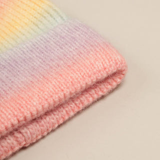Gradient Ribbed Cuff Knit Beanie Hat