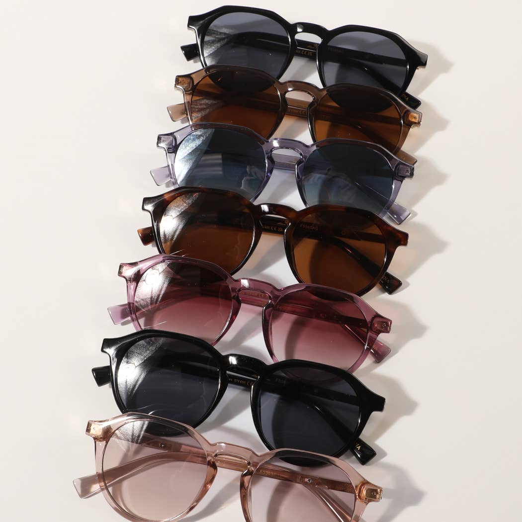 Semi-Transparent Round Frame Fashion Sunglasses - Main Image