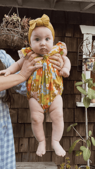 Baby Flutter Romper in Sixties Wild Blooms One Piece