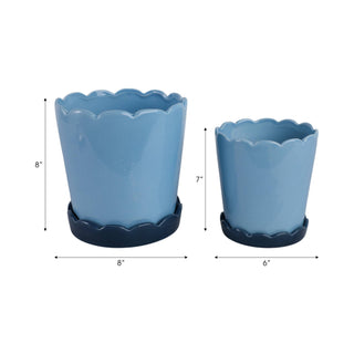 Blue Ceramic Scallop Planter