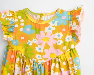 Baby Flutter Romper in Sixties Wild Blooms One Piece